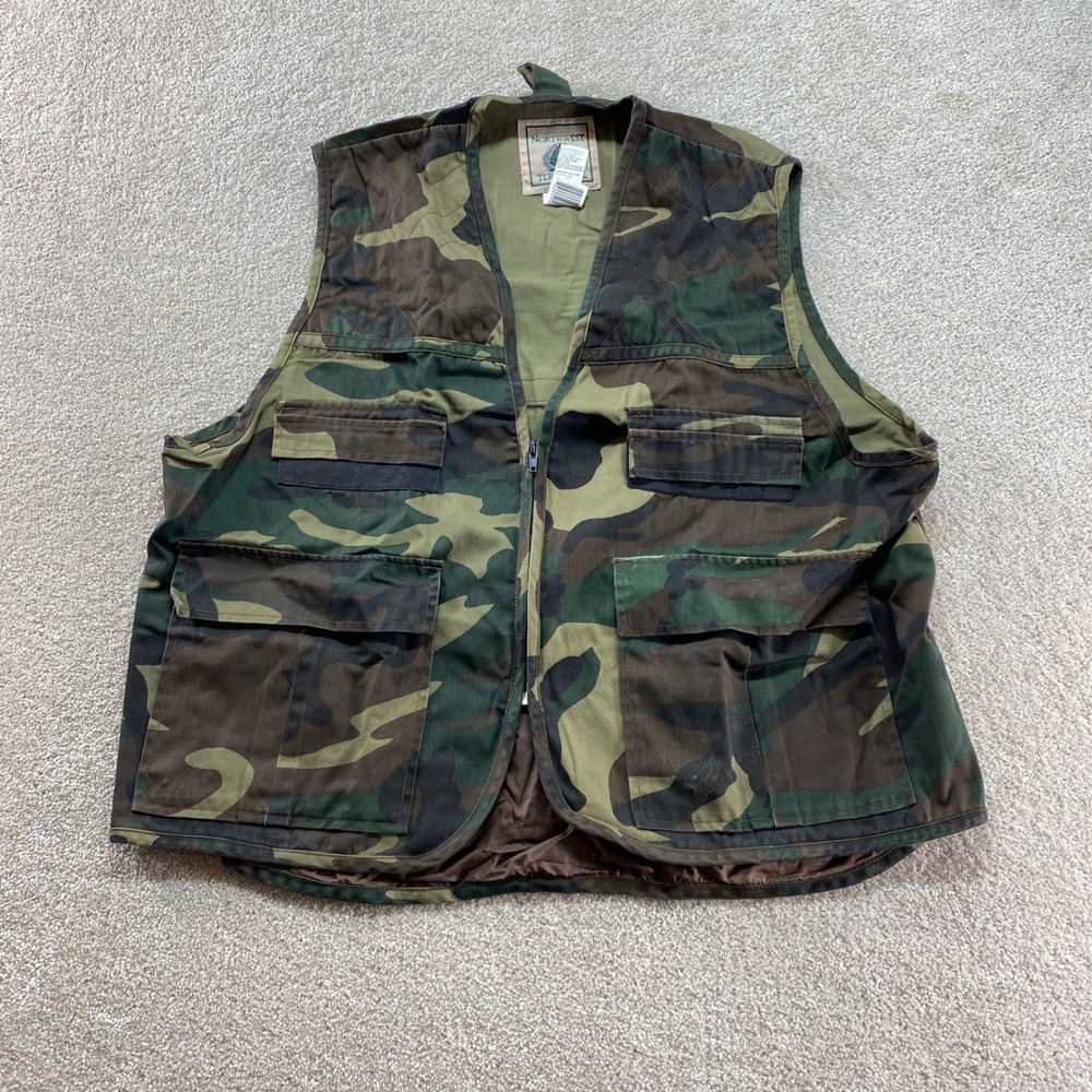 Northwest Territory Hunting Vest Mens Large Camo Full Zip Game Bag Utility